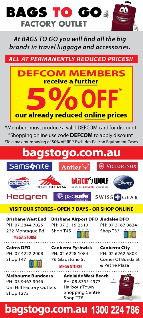 Bags to Go offer a discount to DEFCOM members 
