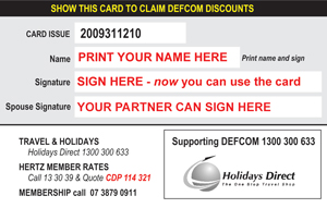 Personalise the reverse side of your DEFCOM card immediately and then start shopping